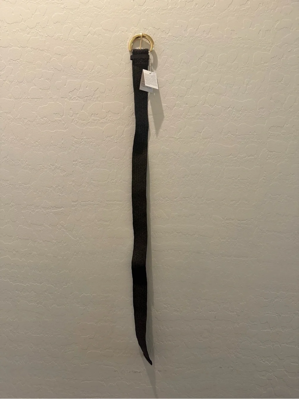 Zara Black Woven Belt with Gold Buckle